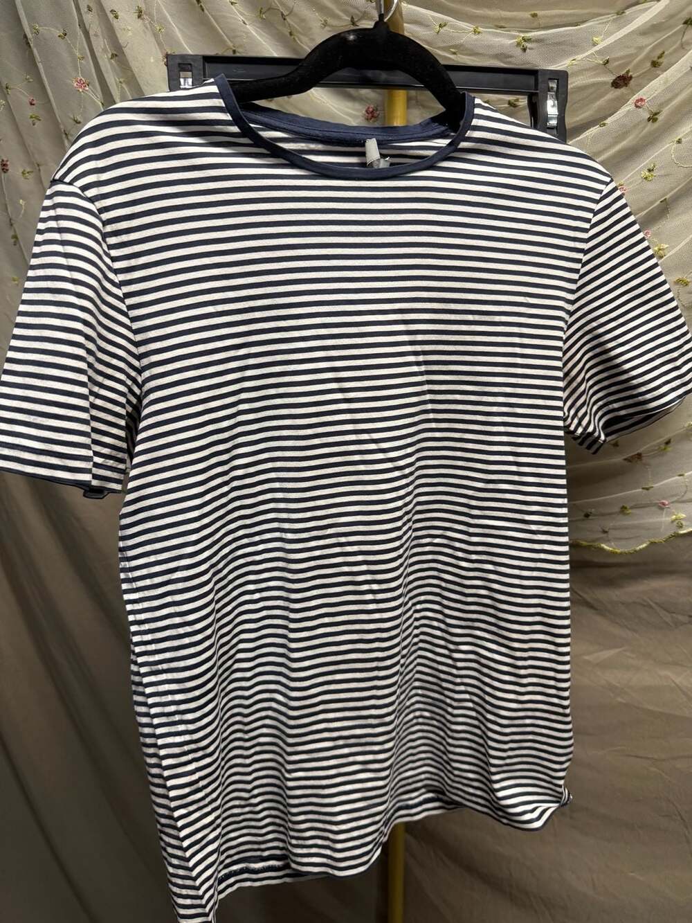 COS Navy and White Striped Crewneck T-Shirt